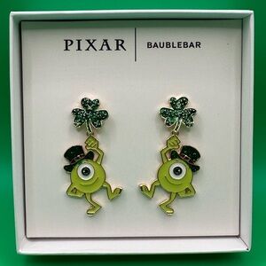 BaubleBar Pixar Disney Mike Wazowski St Patricks’s Day earrings NIB